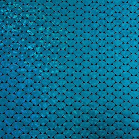 Cosplay by Yaya Han Metallic Turquoise Holographic Mermaid Scales All Way Stretch Jersey Fabric